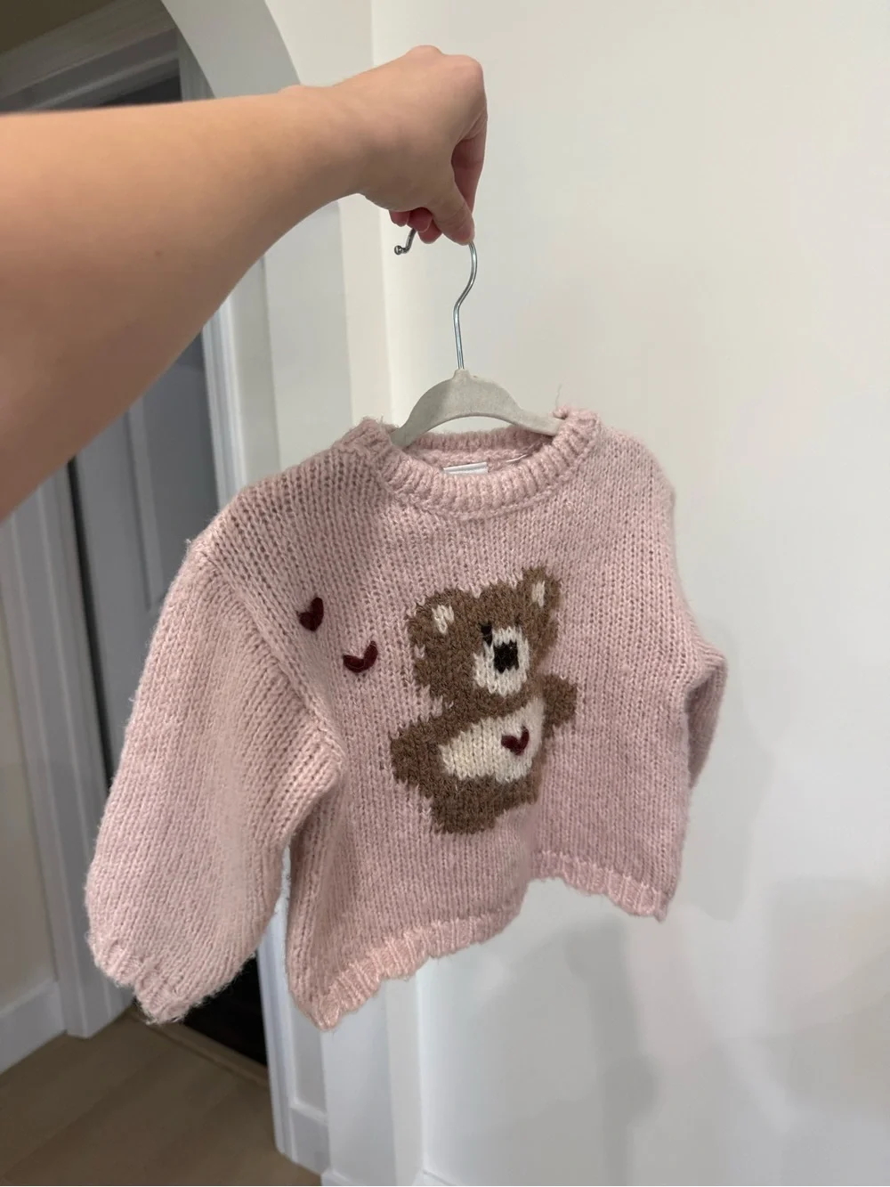 Zara Pink Teddy Bear Knit Sweater 1.5Y - Picture 2 of 2
